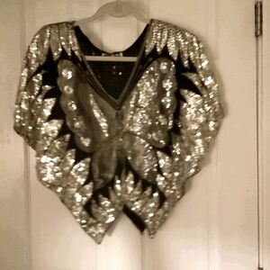 Vintage Sequined Butterfly Top Sz L